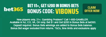 Bet365 bonus code AMNYXLM: Bet $1, get $200 bonus in NJ, VA, OH